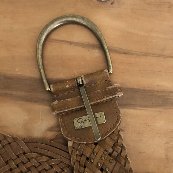 Jessica Simpson Woven Leather Belt Brown M/L - Picture 7 of 10